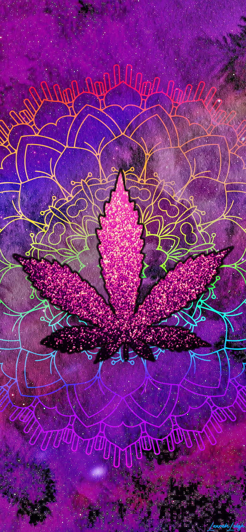 420 Purple Glitter Weed Background