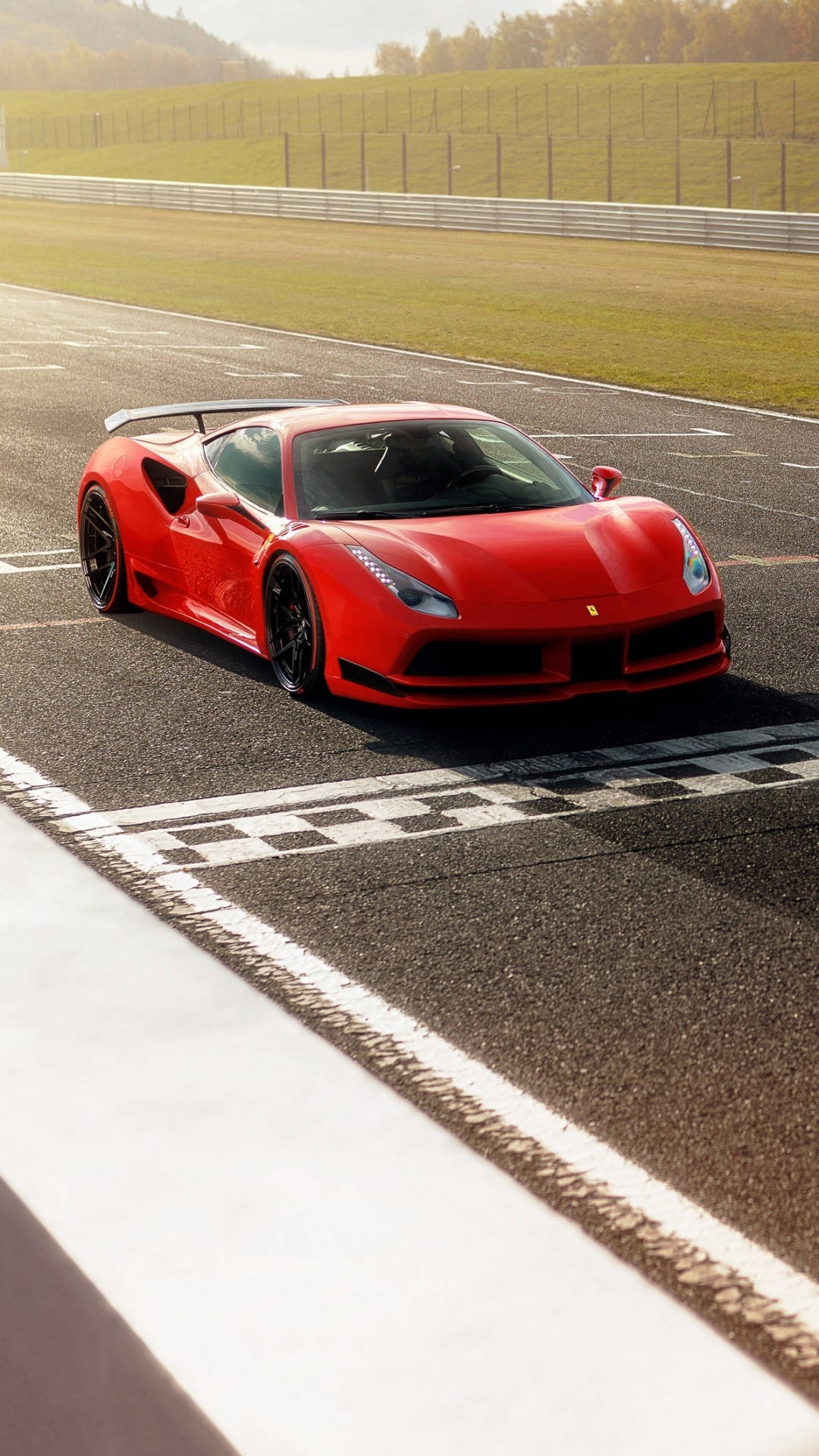 488 Ferrari Phone At Starting Line Background