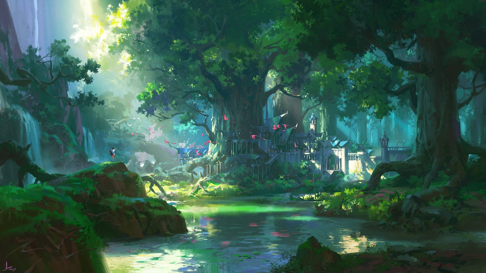 4k Aesthetic Anime Forest Background