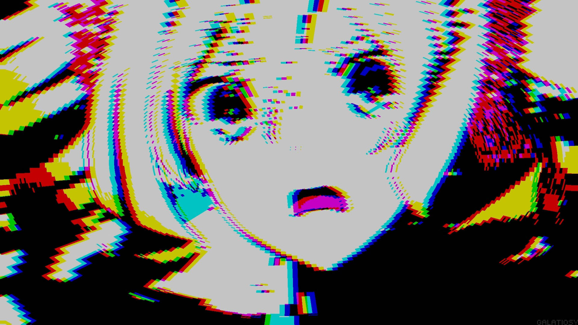 4k Aesthetic Anime Girl With Glitch Background
