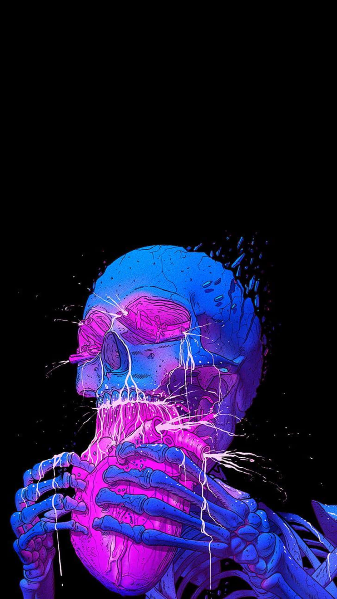 4k Amoled Phone Skeleton With A Heart Background