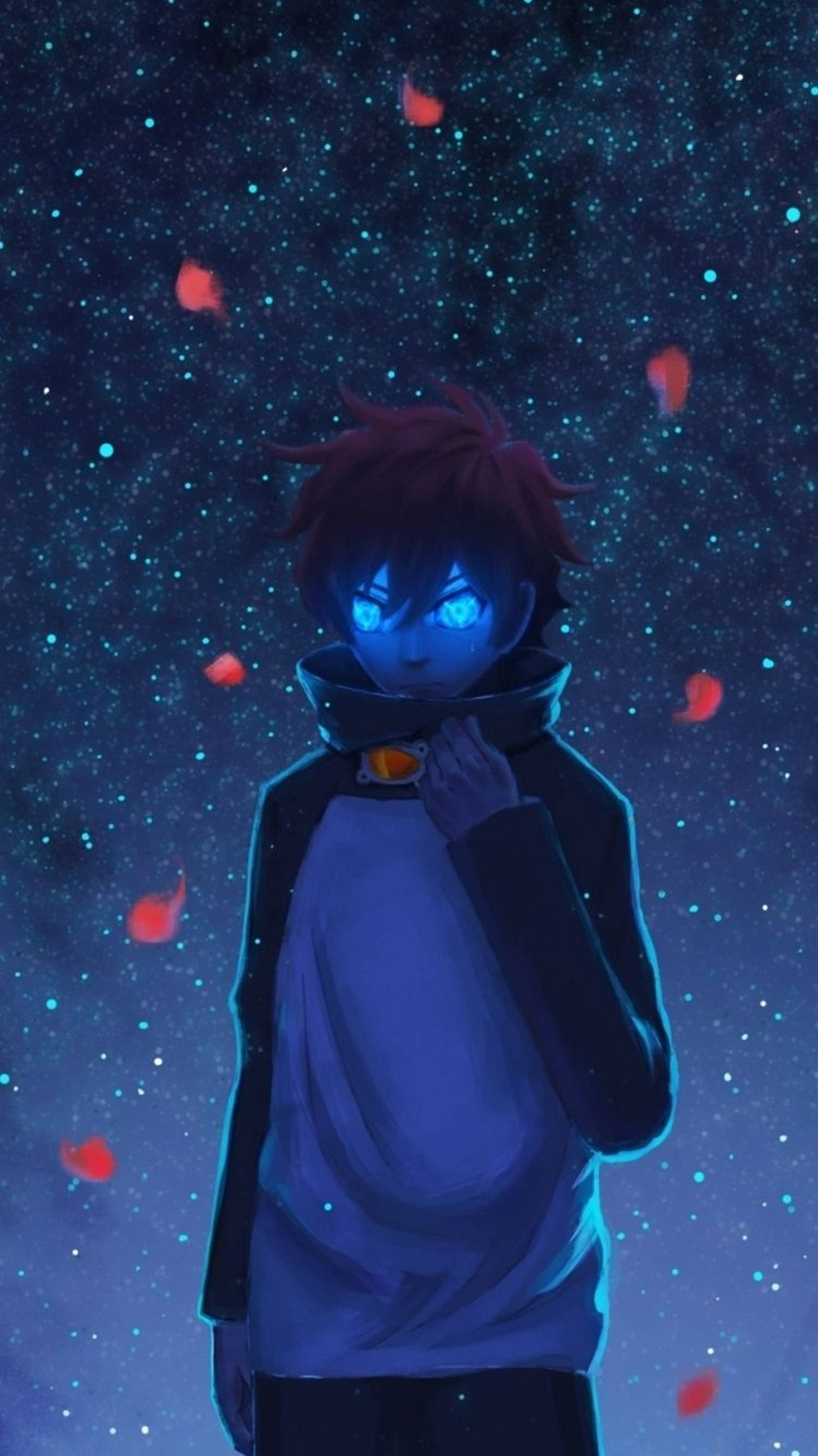 4k Anime Iphone Boy Glowing Blue Eyes