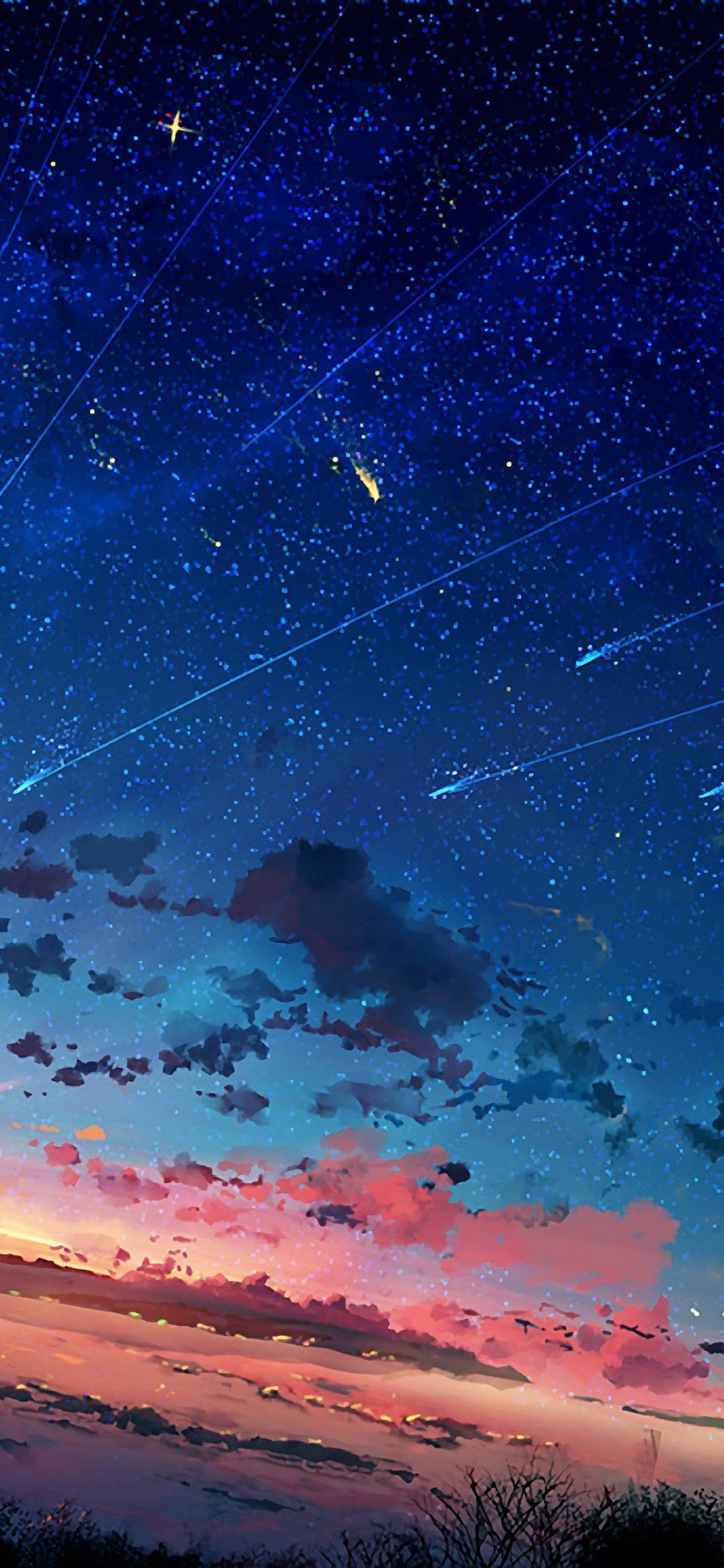4k Anime Iphone Falling Stars And Comet Background