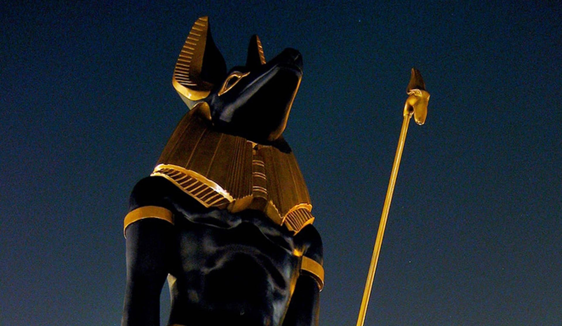 4k Anubis Statue At Night Background