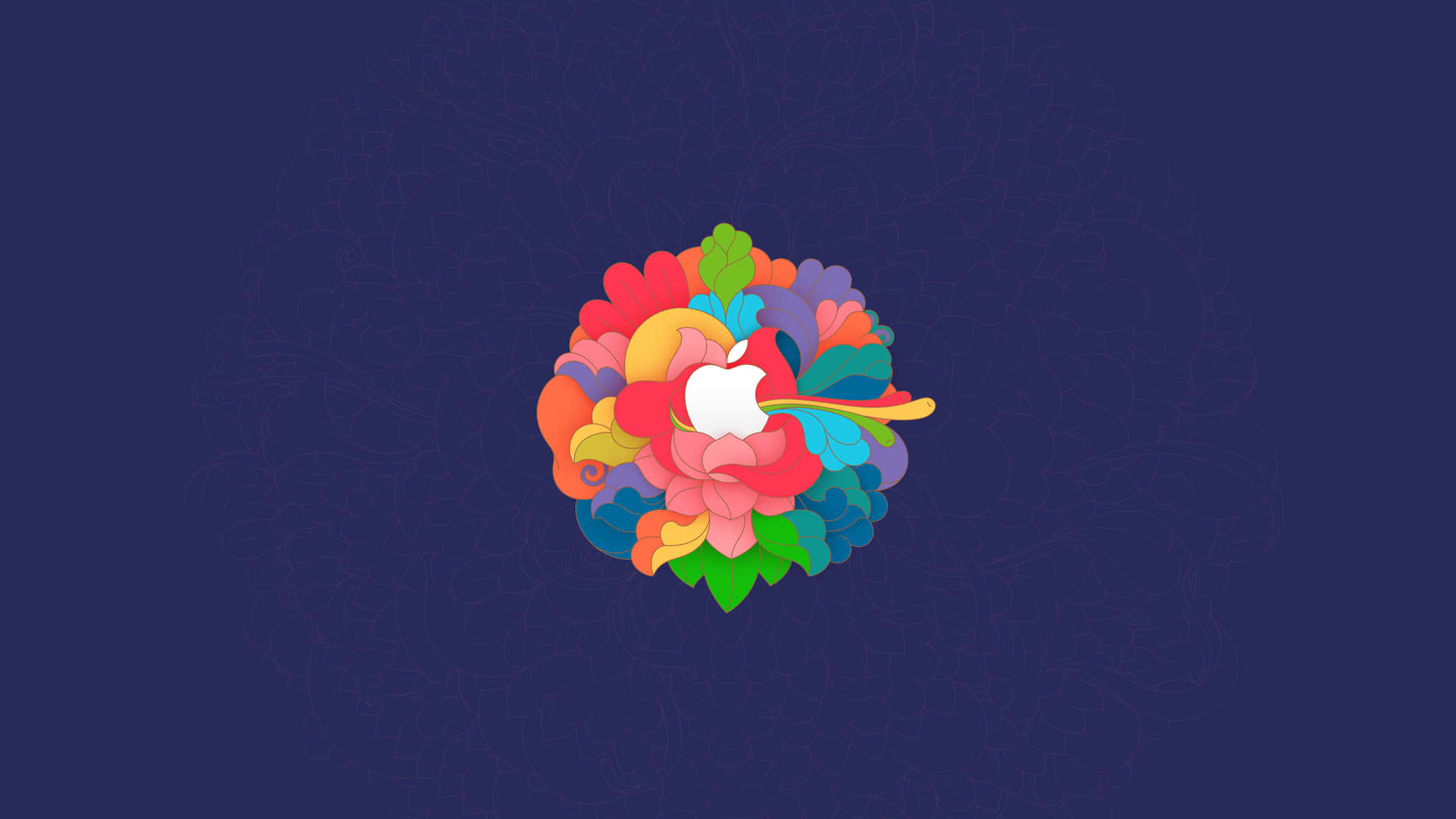 4k Apple With Flowers Background