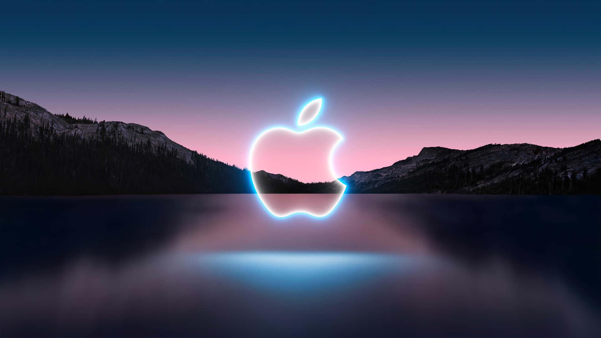 4k Apple With Mountains Background