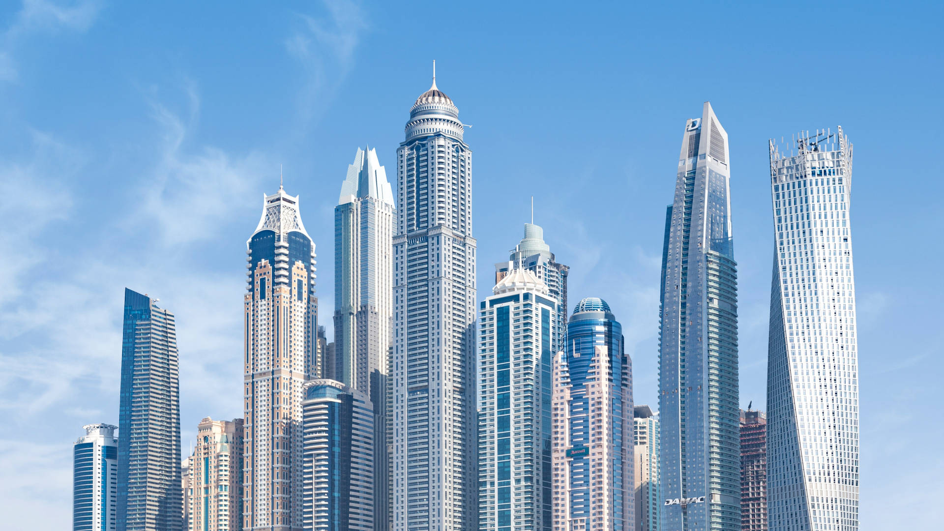 4k Architecture Dubai Skyscrapers Background