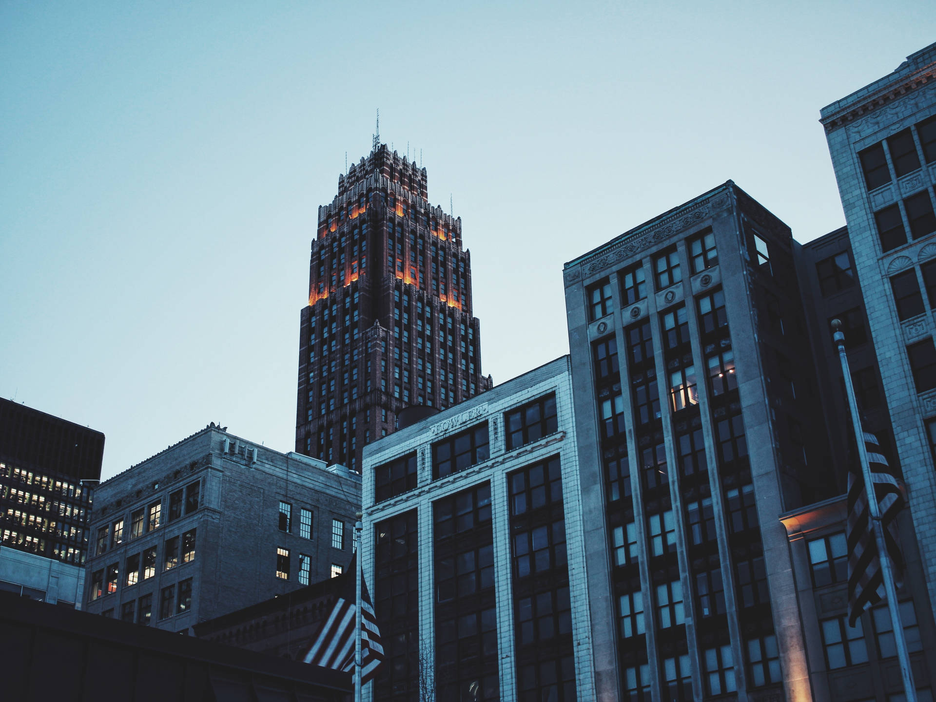 4k Architecture Gloomy Detroit Buildings Background