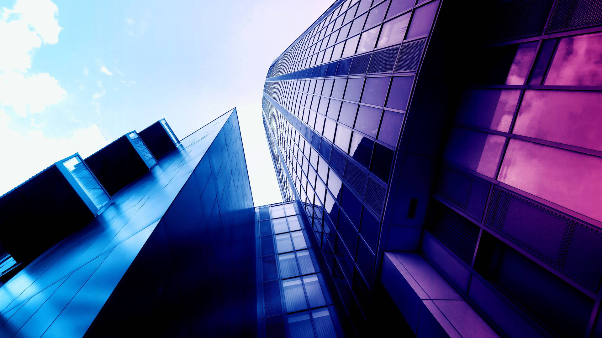 4k Architecture Purple And Blue Buildings Background