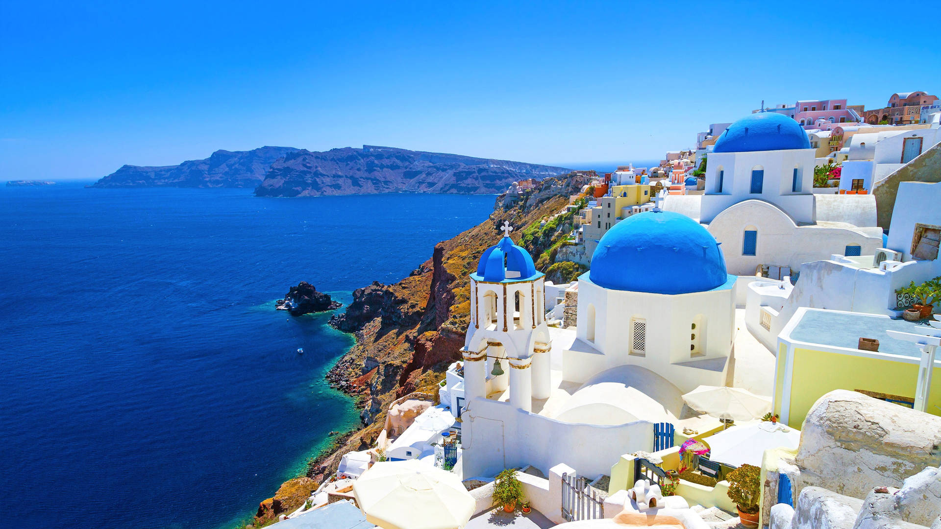 4k Architecture Santorini Buildings Background