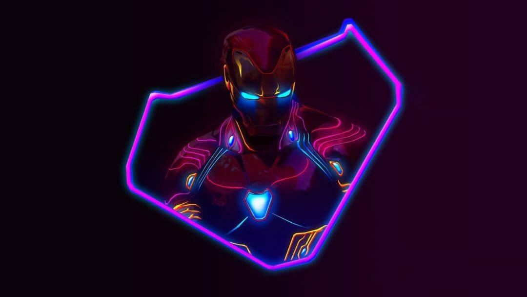 4k Avengers Iron Man Neon Background