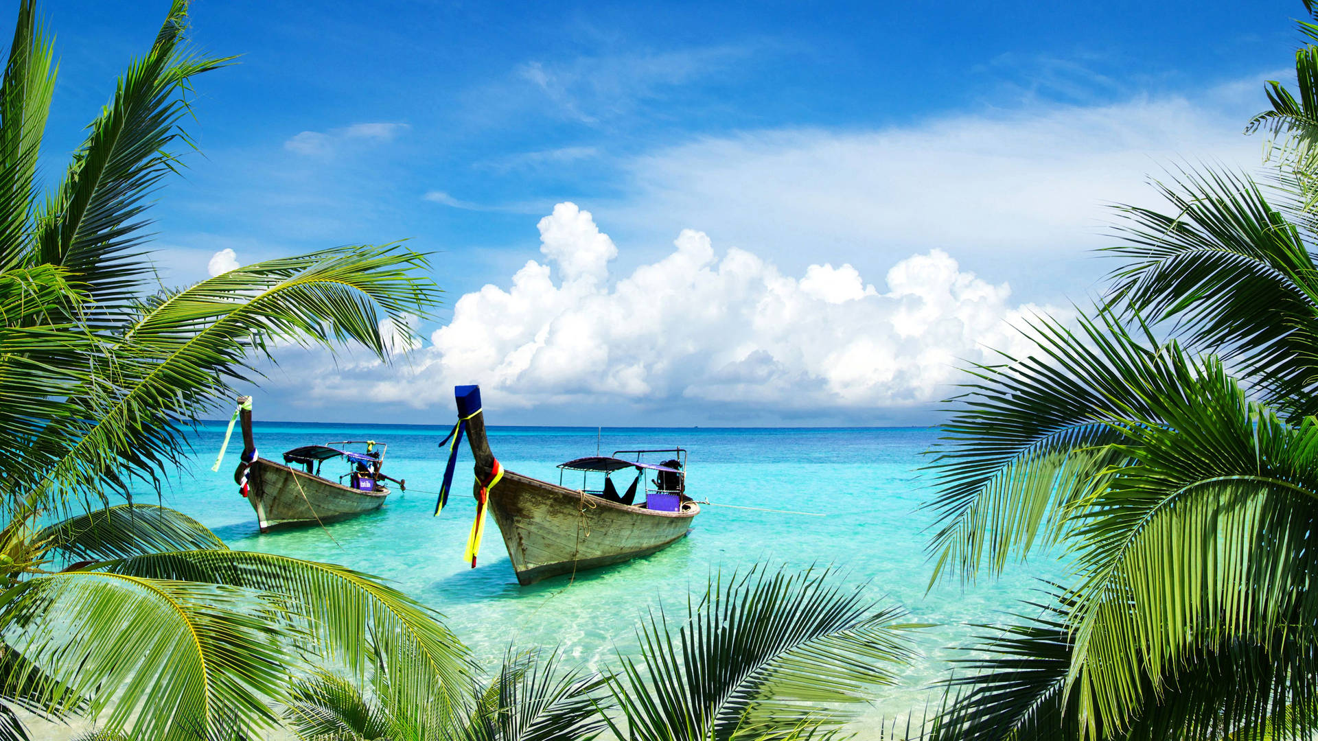 4k Beach With Two Boats