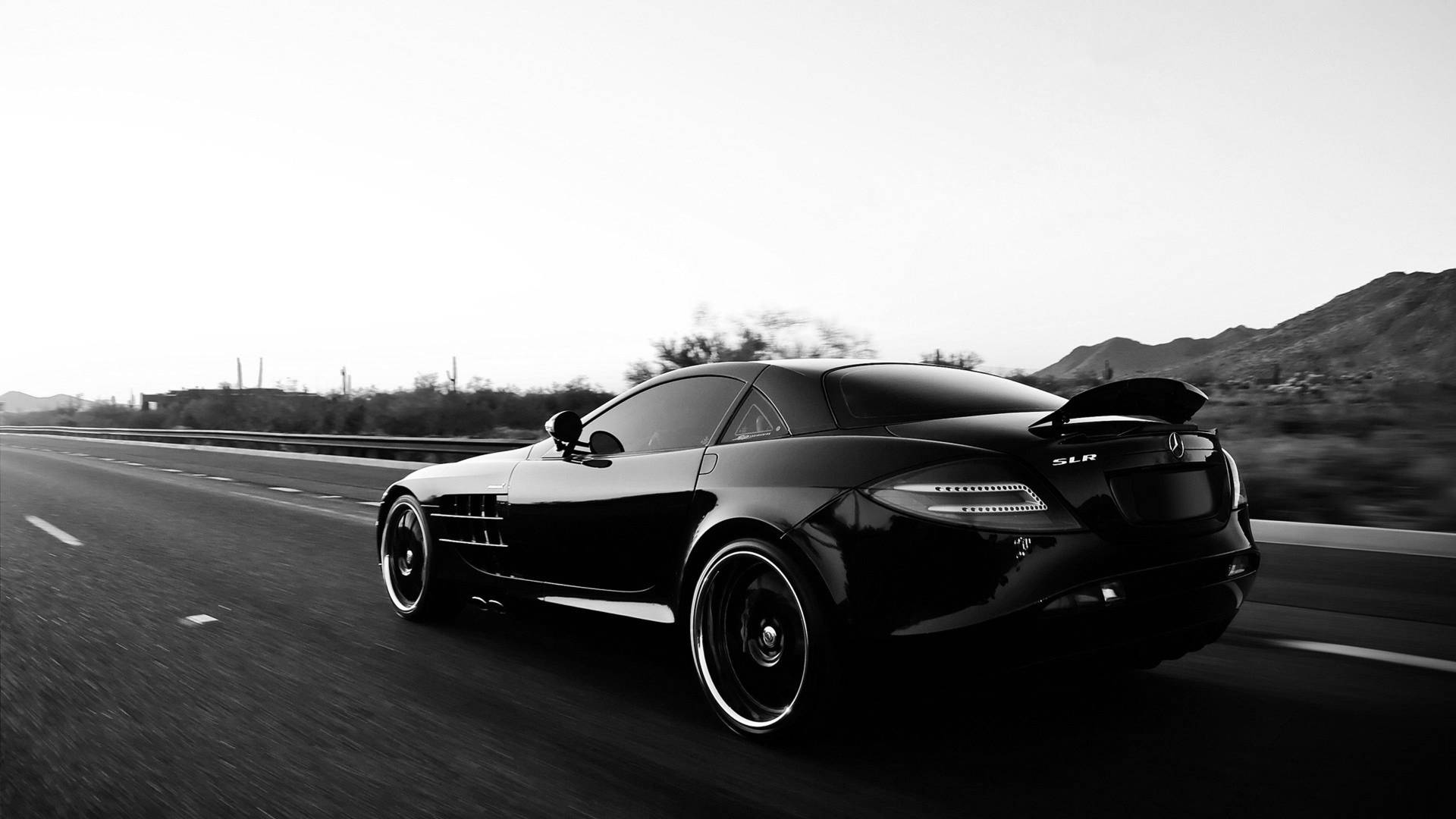 4k Black And White Car On Road Background