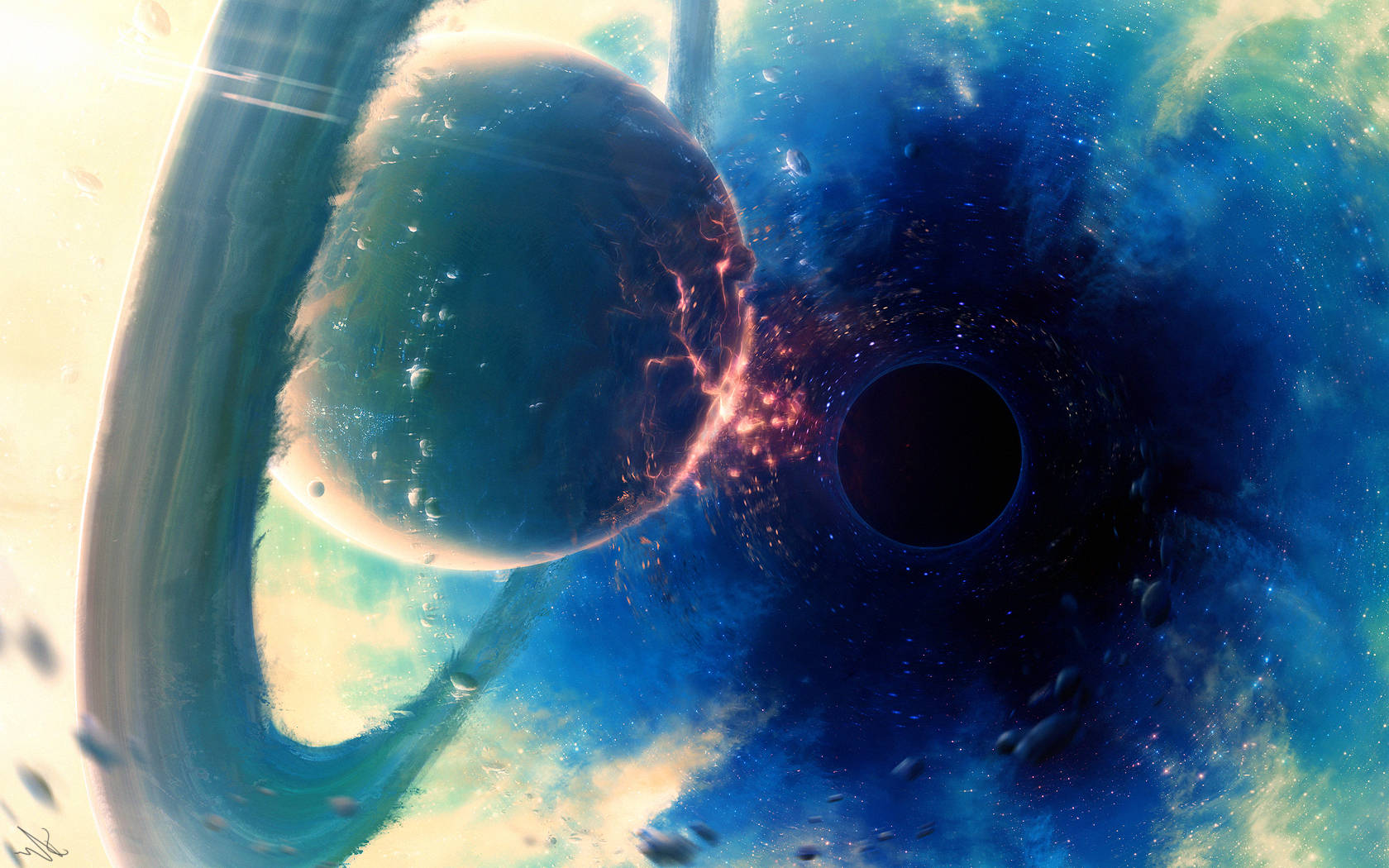 4k Black Hole Dark Blue Horizon Background