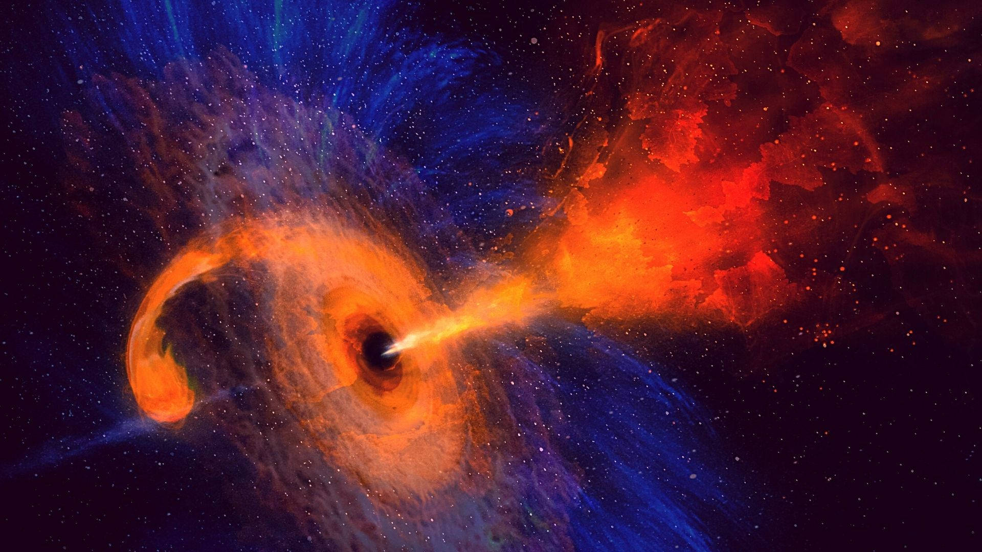 4k Black Hole With Orange Jet Background