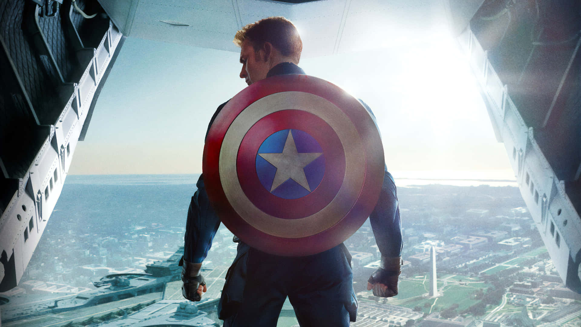 4k Captain America With Shield A His Back Background