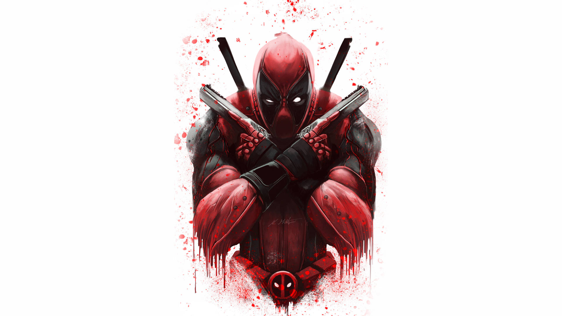 4k Deadpool Bloody Fanart Background