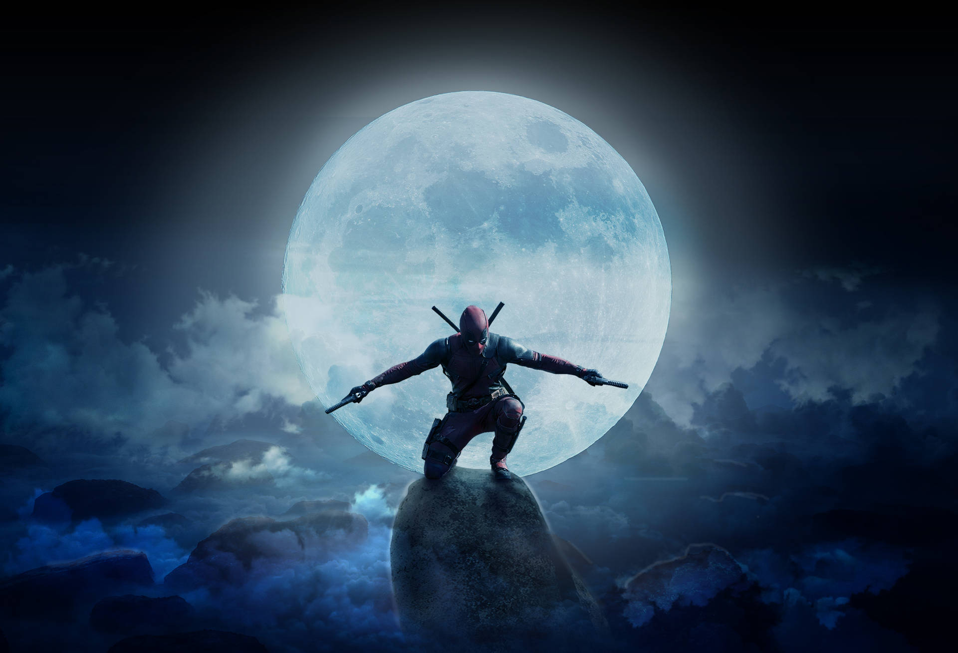 4k Deadpool Full Moon Background