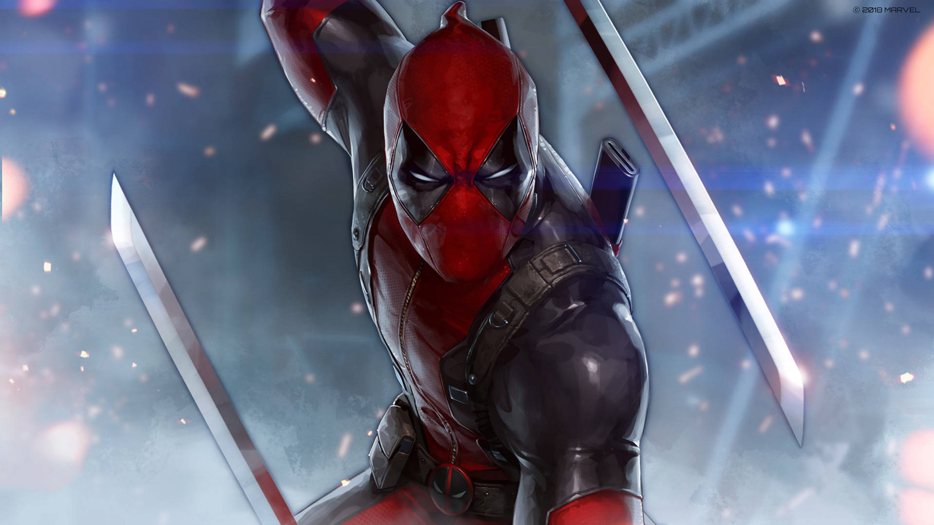 4k Deadpool Squinting Poster Background