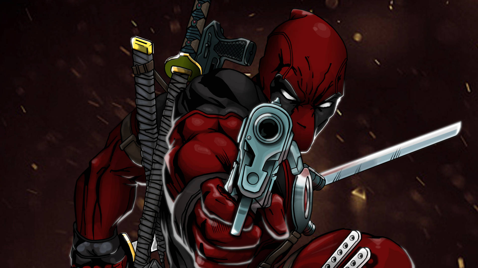 4k Deadpool With Gun Background