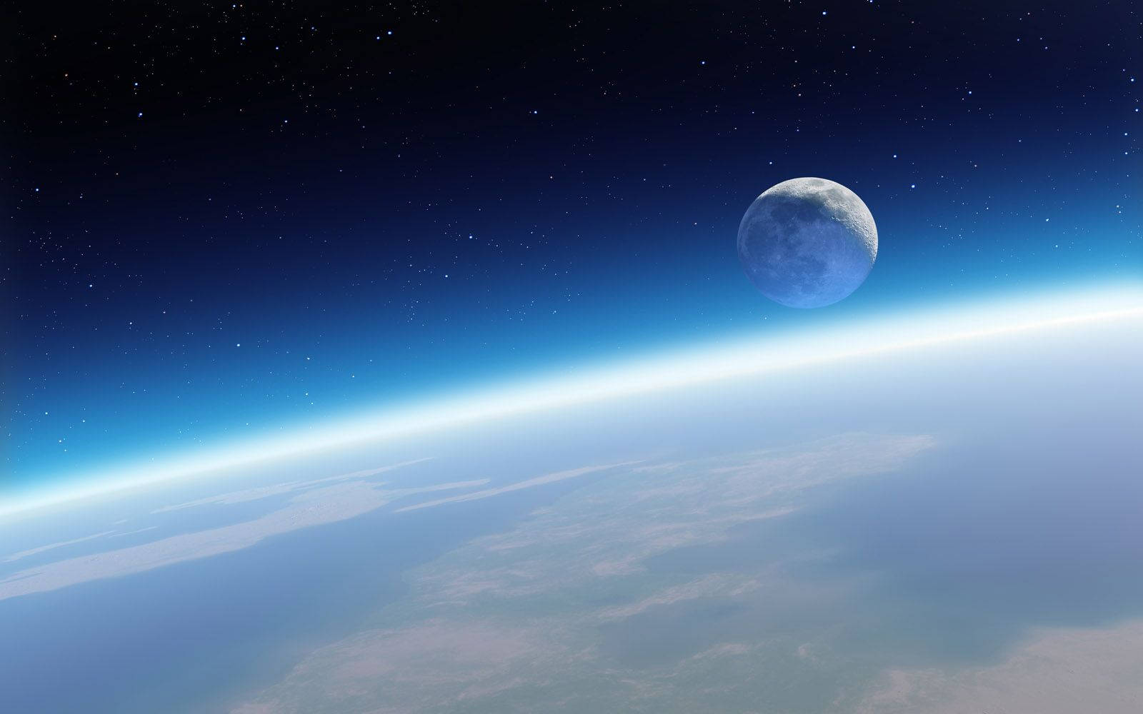 4k Earth And Moon Horizon Background