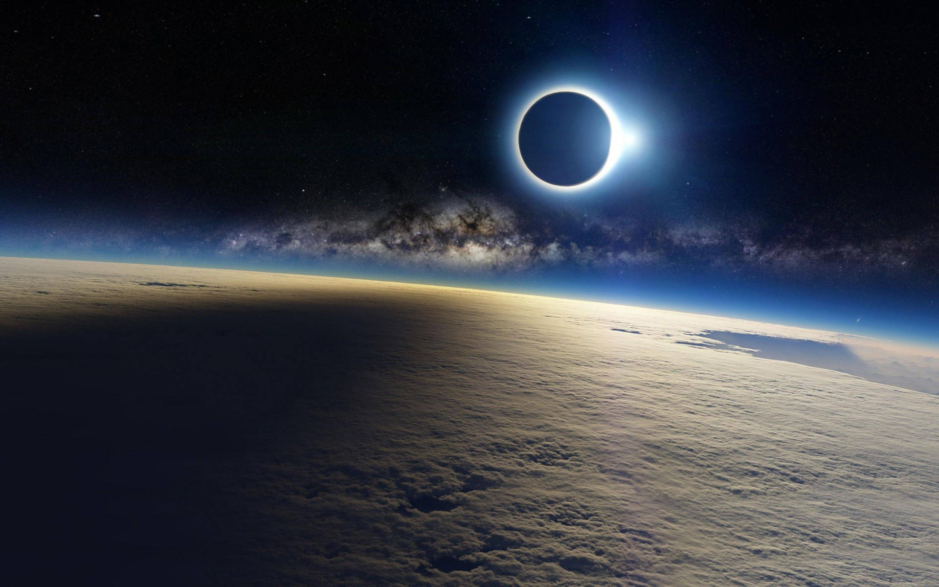 4k Earth With Solar Eclipse Background