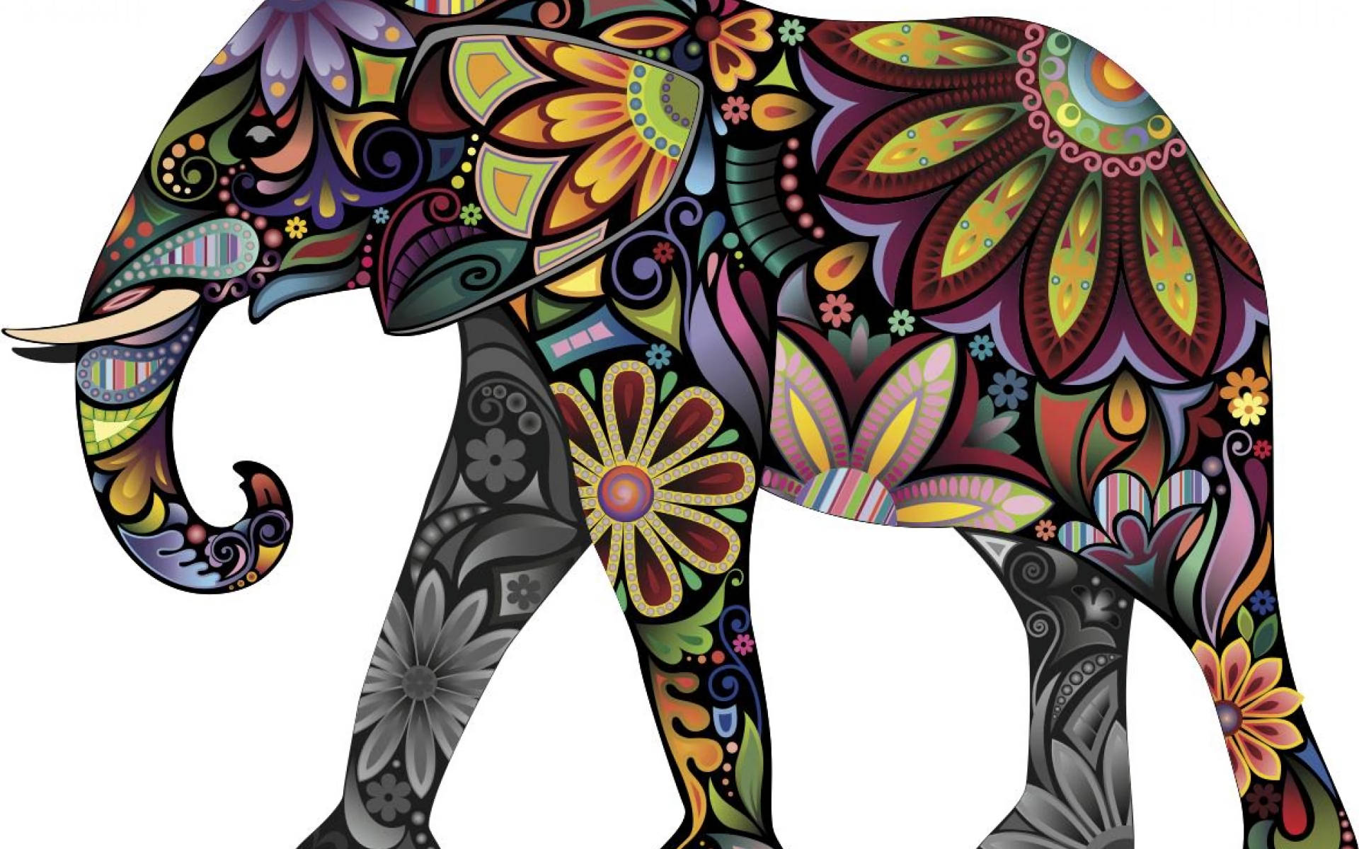 4k Elephant Flower Pattern Art Background