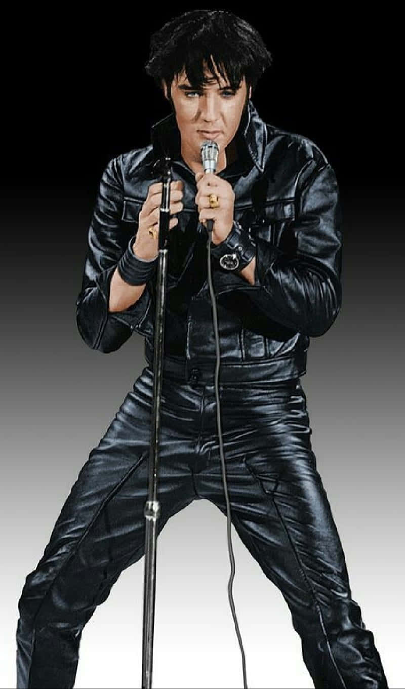 4k Elvis In Black Leather Background