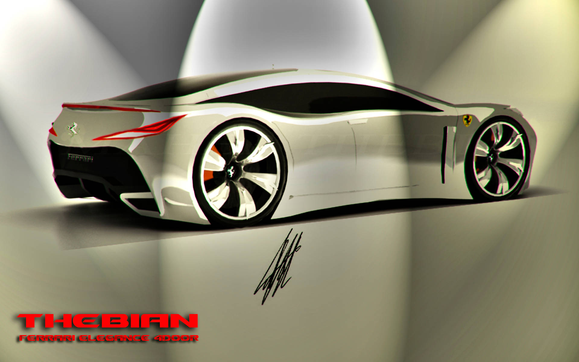 4k Ferrari Elegance Spotlight Design Background
