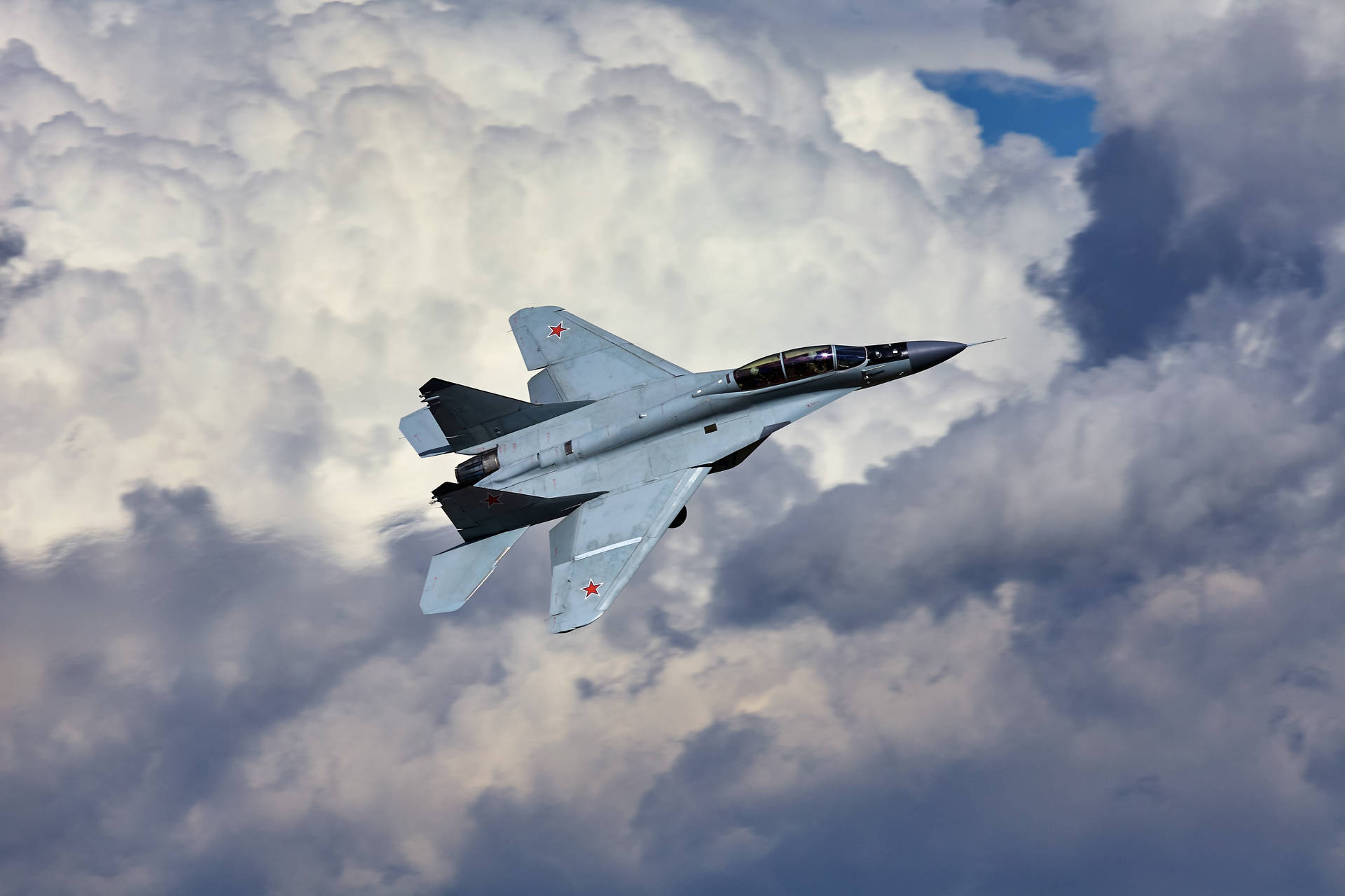 4k Fighter Plane Clouds Flying Background