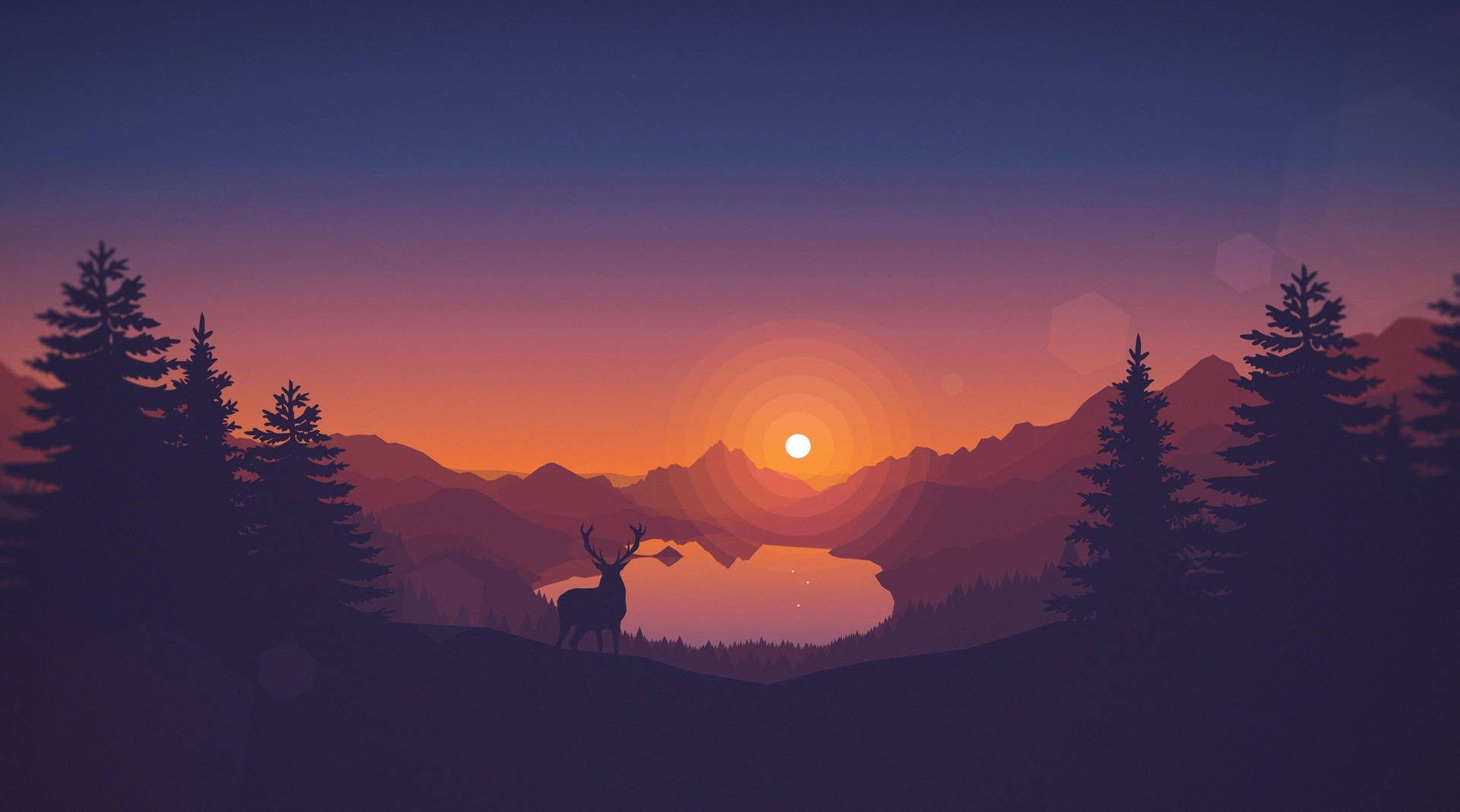 4k Firewatch Deer At Sunset Background