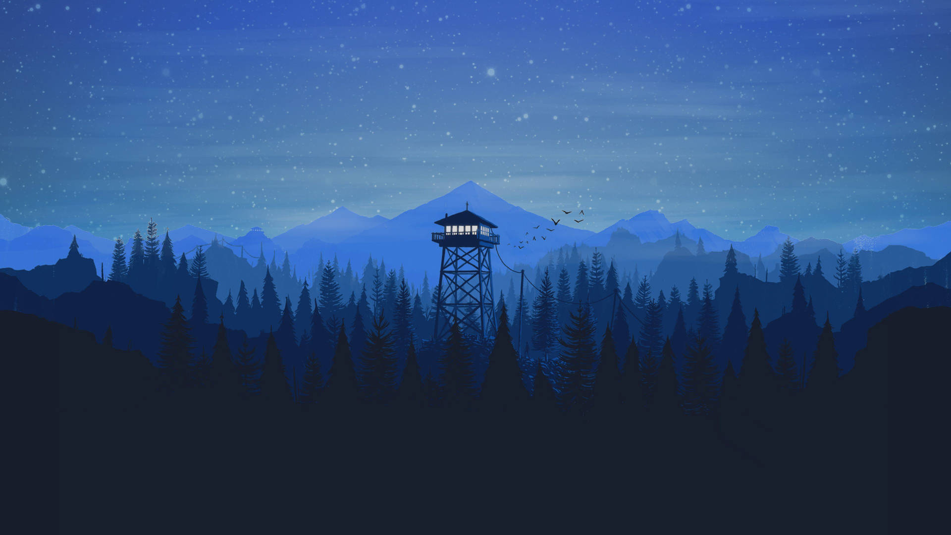 4k Firewatch Starry Night Sky Background