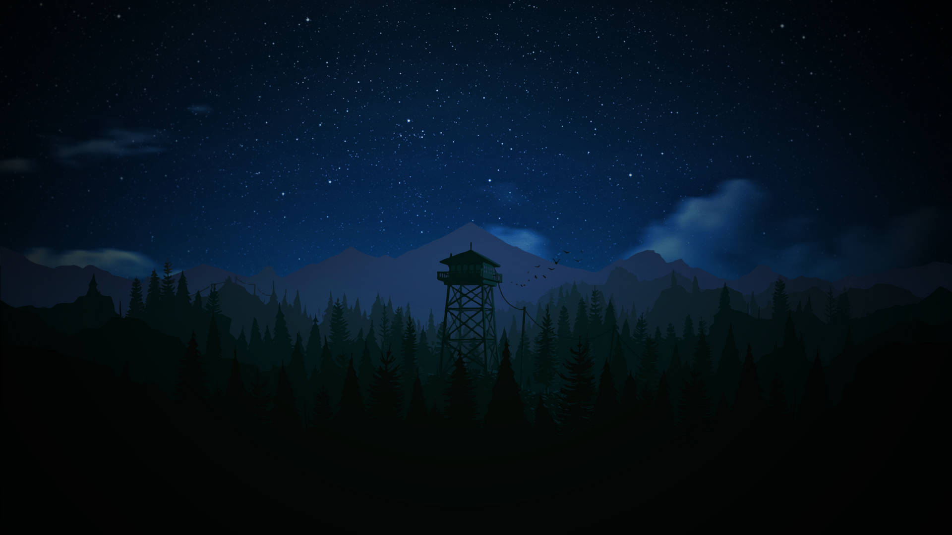 4k Firewatch Tower At Night Background