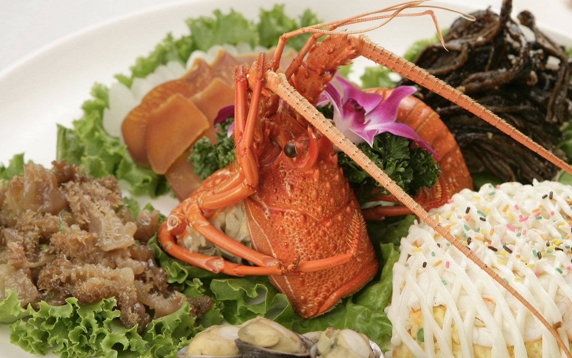 4k Food Lobster With Salad Background