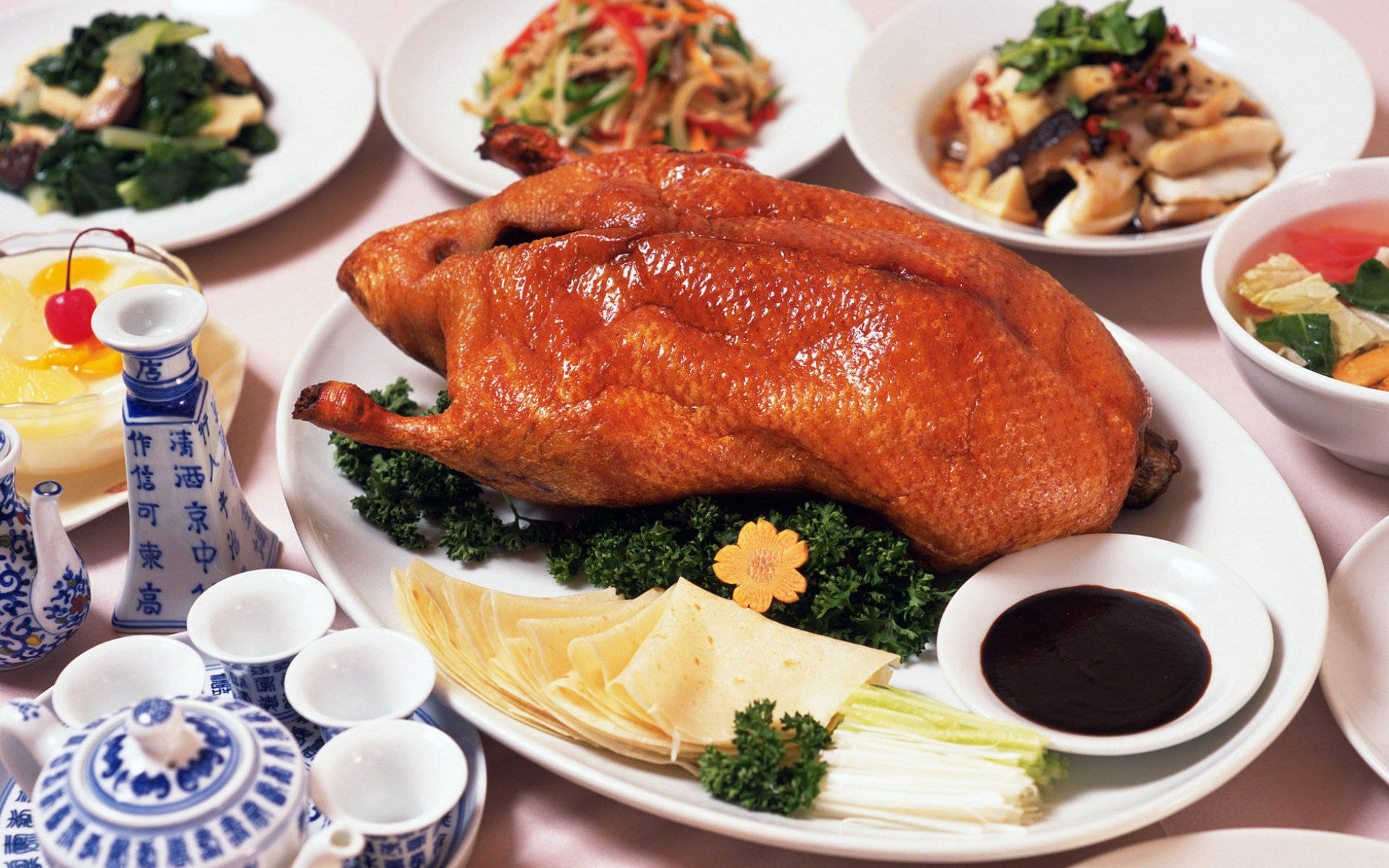 4k Food Roasted Peking Duck Background