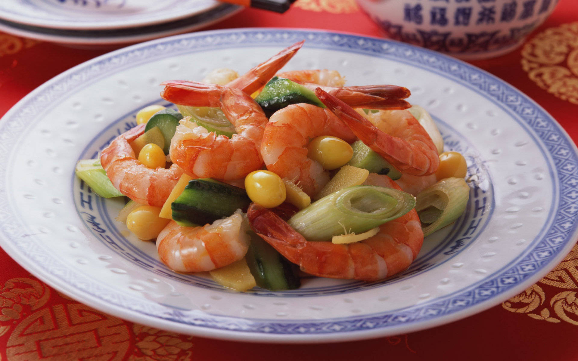 4k Food Shrimp And Vegetable Plate