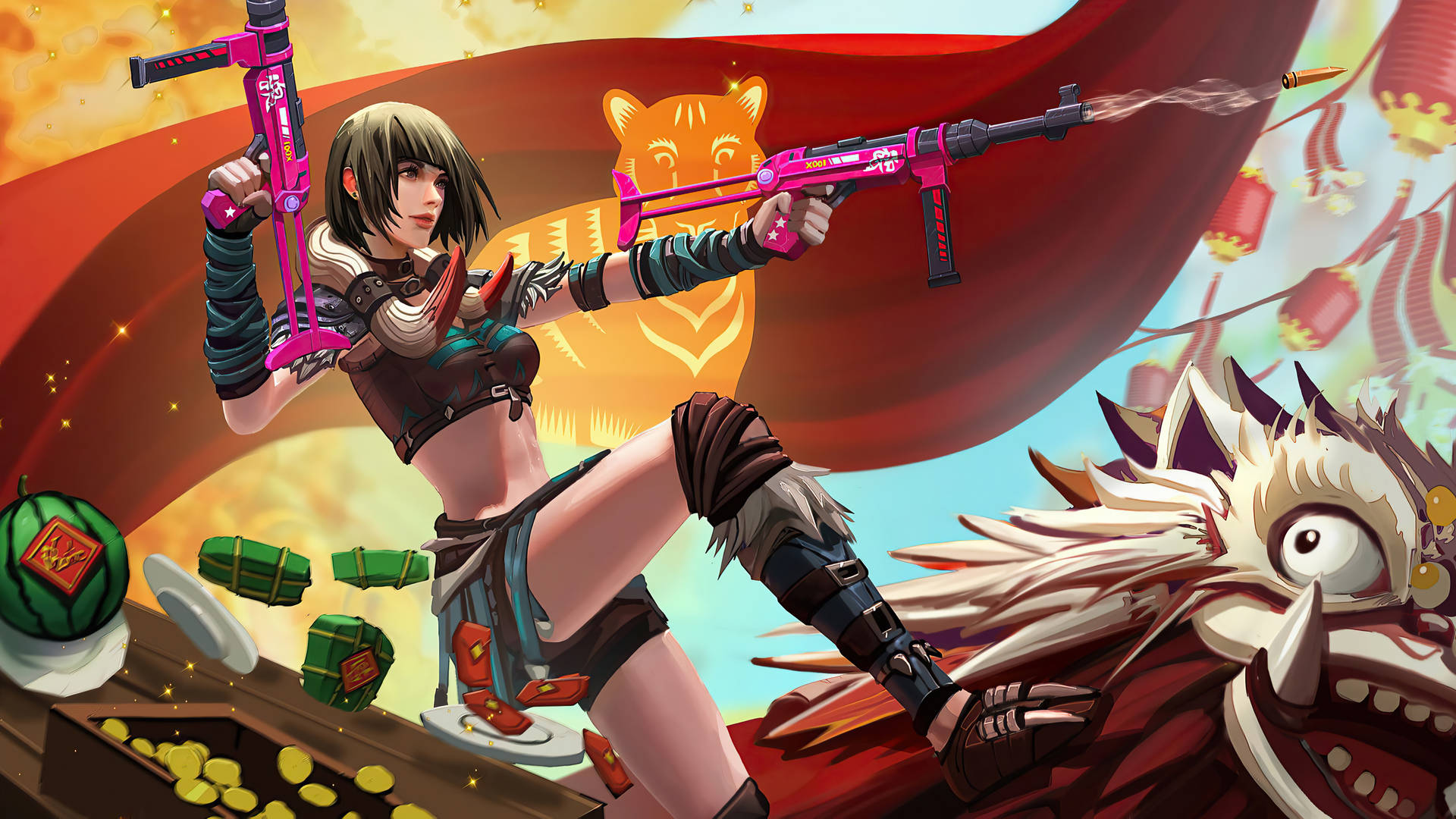 4k Free Fire Garena Female Character Background