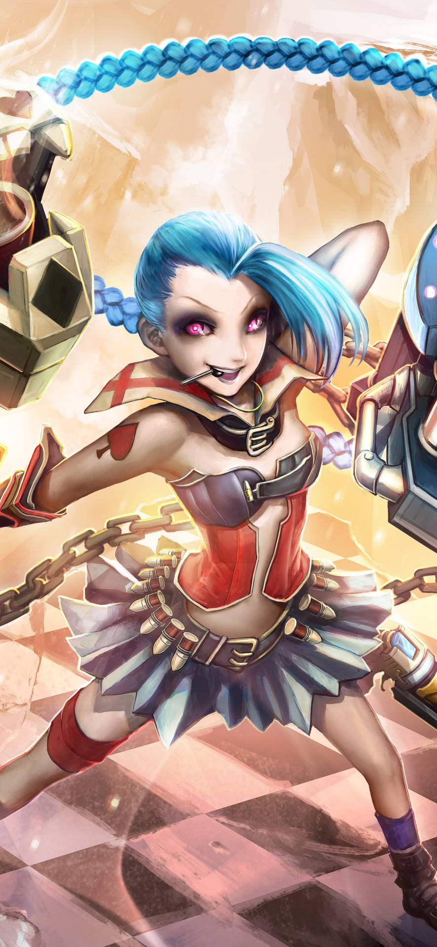 4k Gaming Phone Featuring Jinx From League Of Legends Background