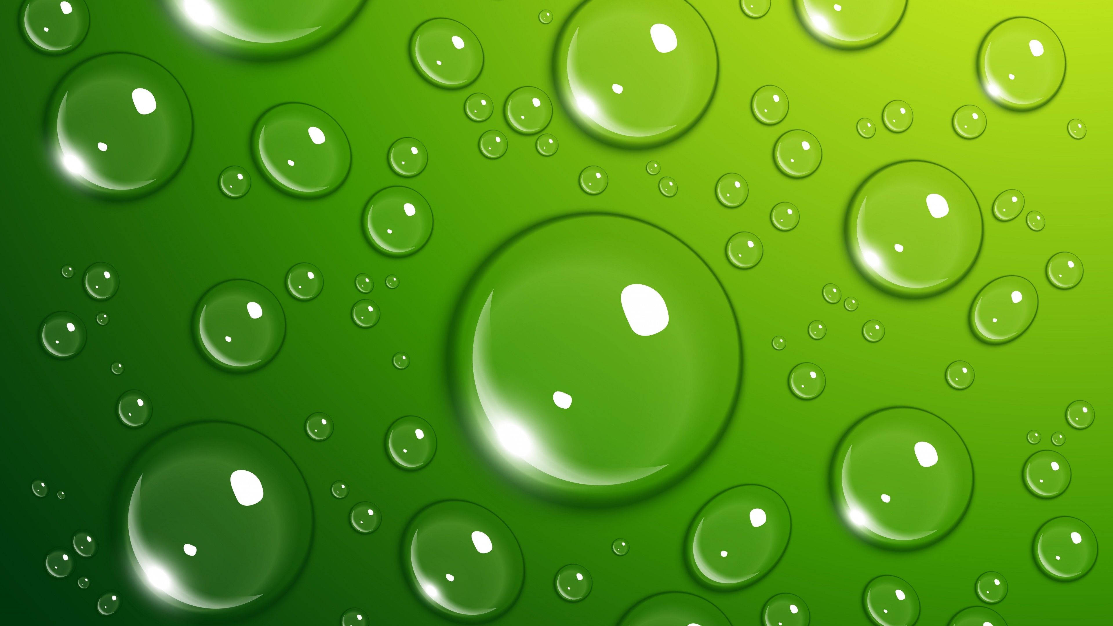 4k Green Water Droplets Background