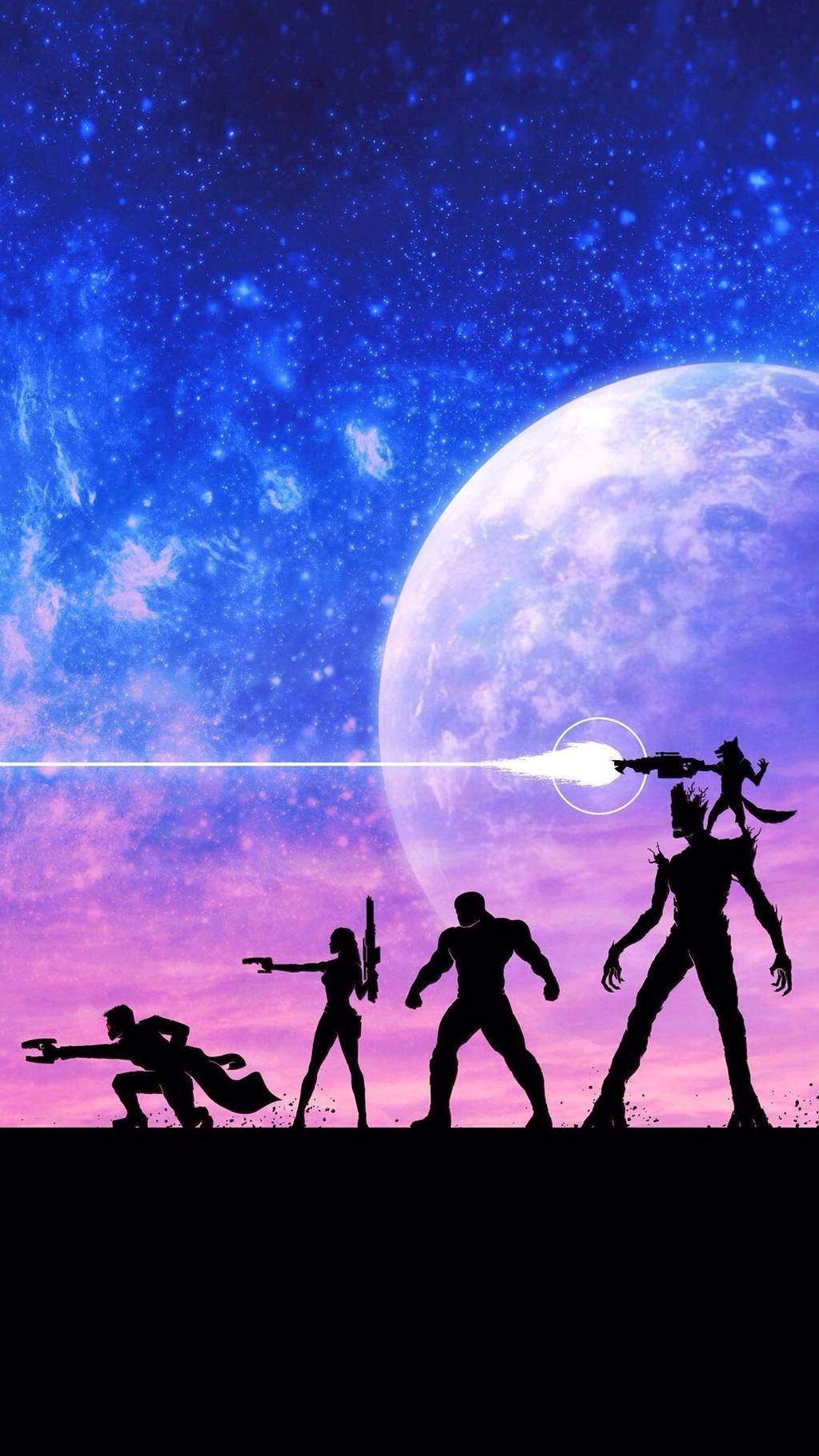 4k Guardians Of The Galaxy Heroes Silhouette Background