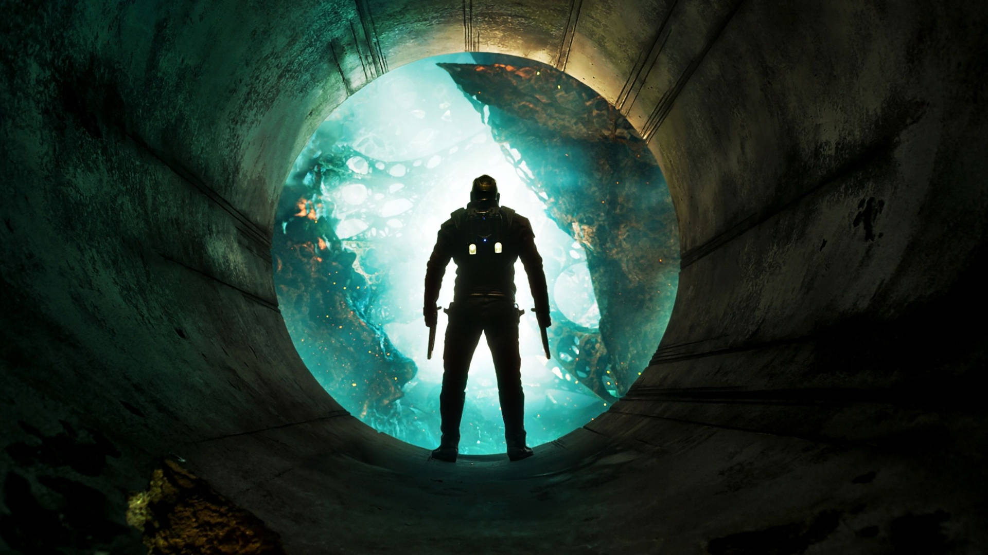 4k Guardians Of The Galaxy Star Lord In A Tunnel Background