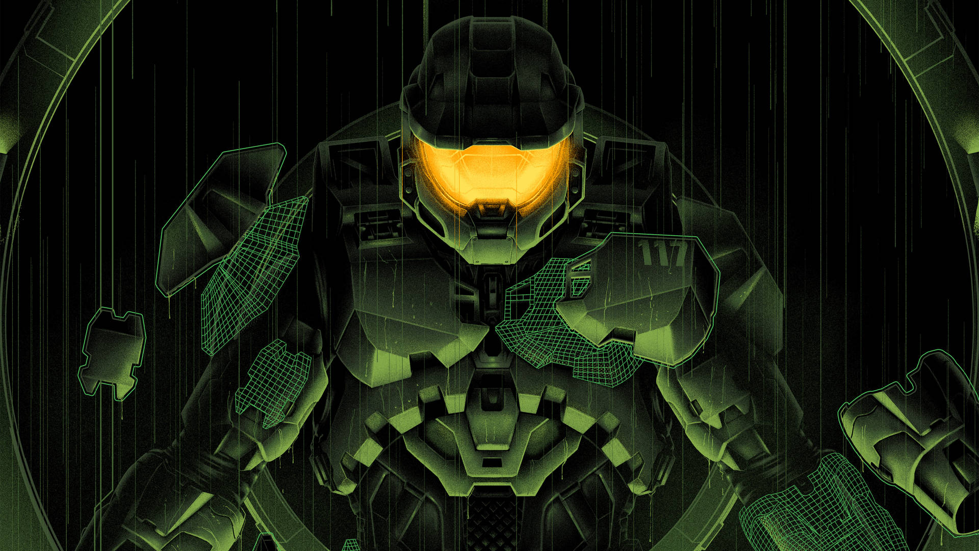 4k Halo Master Chief In Green Armor Background