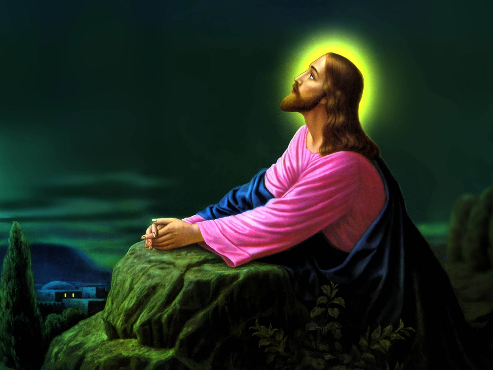 4k Jesus Prays Background