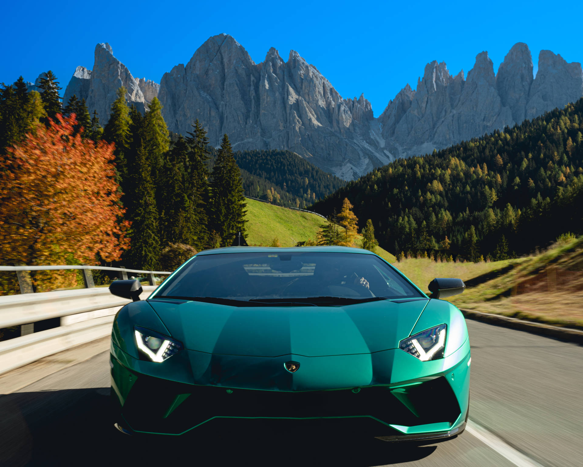 4k Lamborghini Bluish Green Color