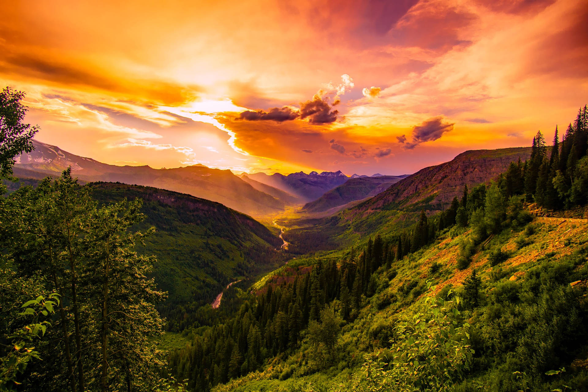 4k Landscape Montana Mountain Sunset Background