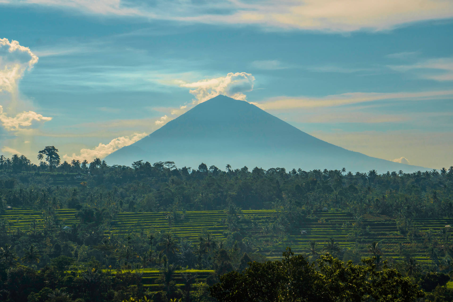 4k Landscape Mount Agung Volcano Bali Background