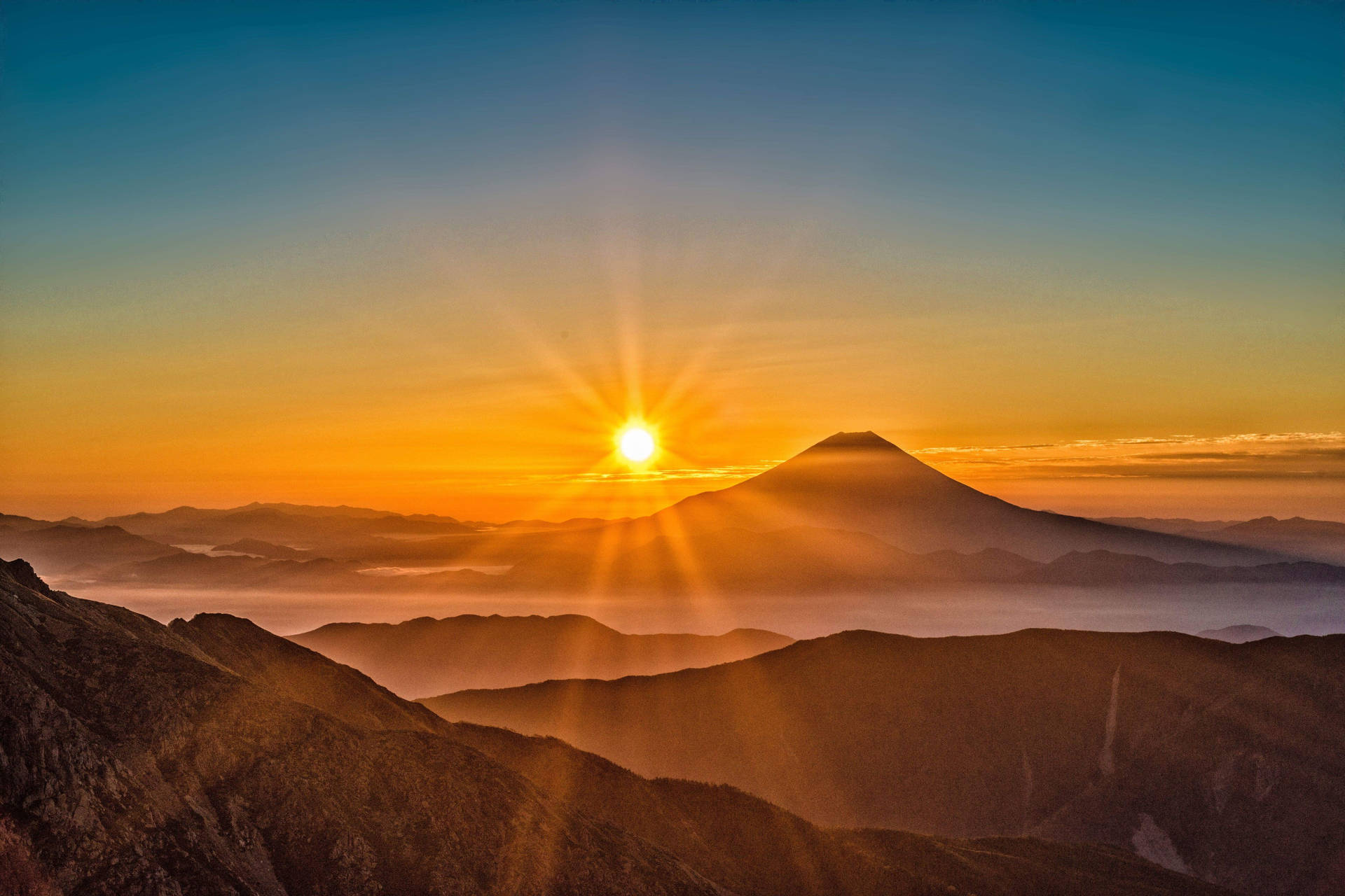 4k Landscape Mount Fuji Japan Sunset Background