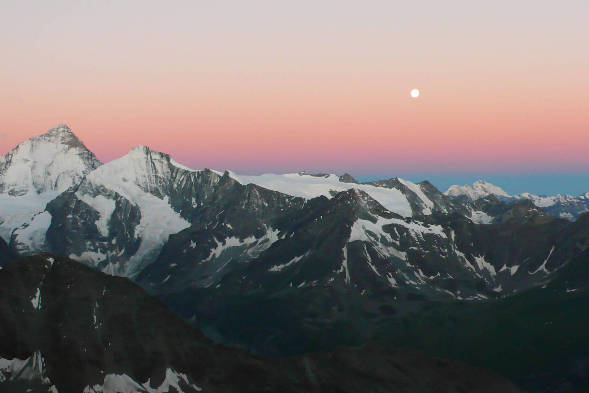 4k Landscape Mountain Range Moon Background