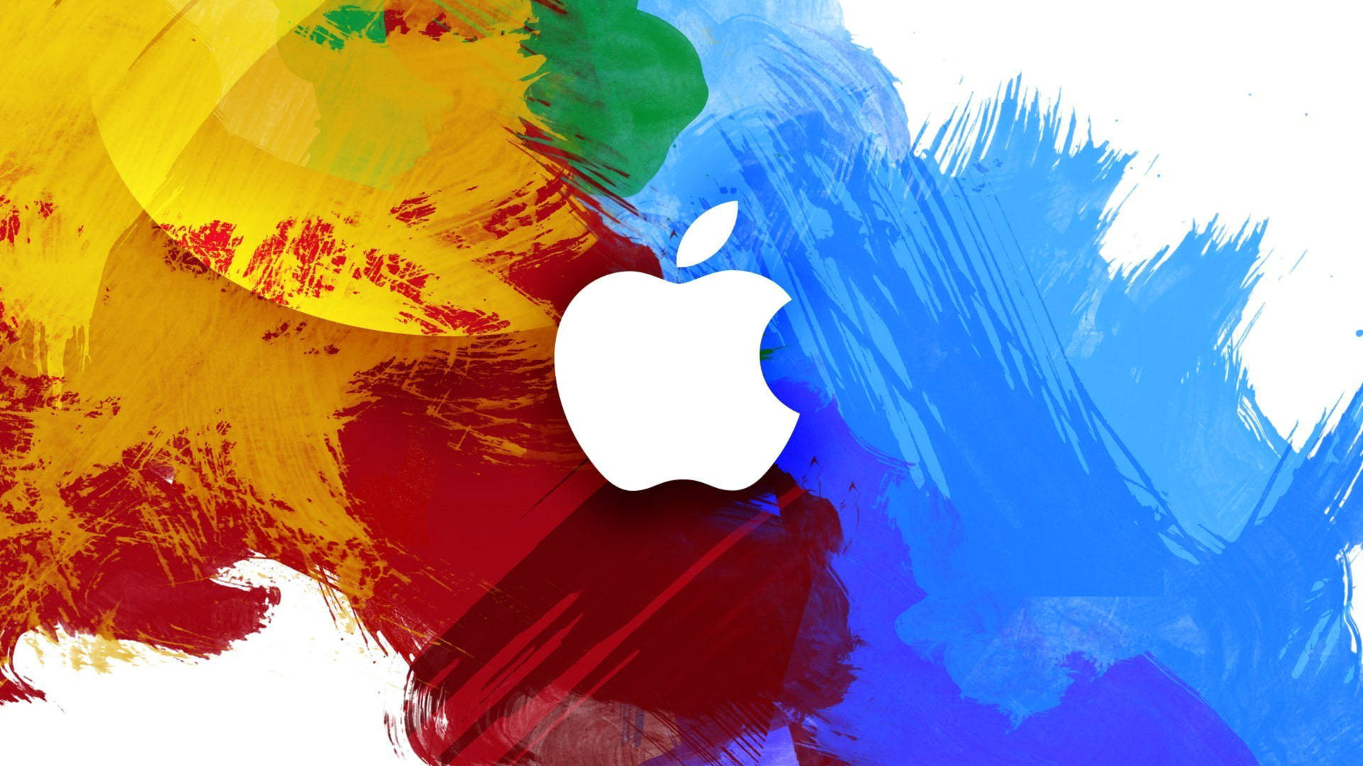 4k Laptop Apple Colorful Brush Strokes Background