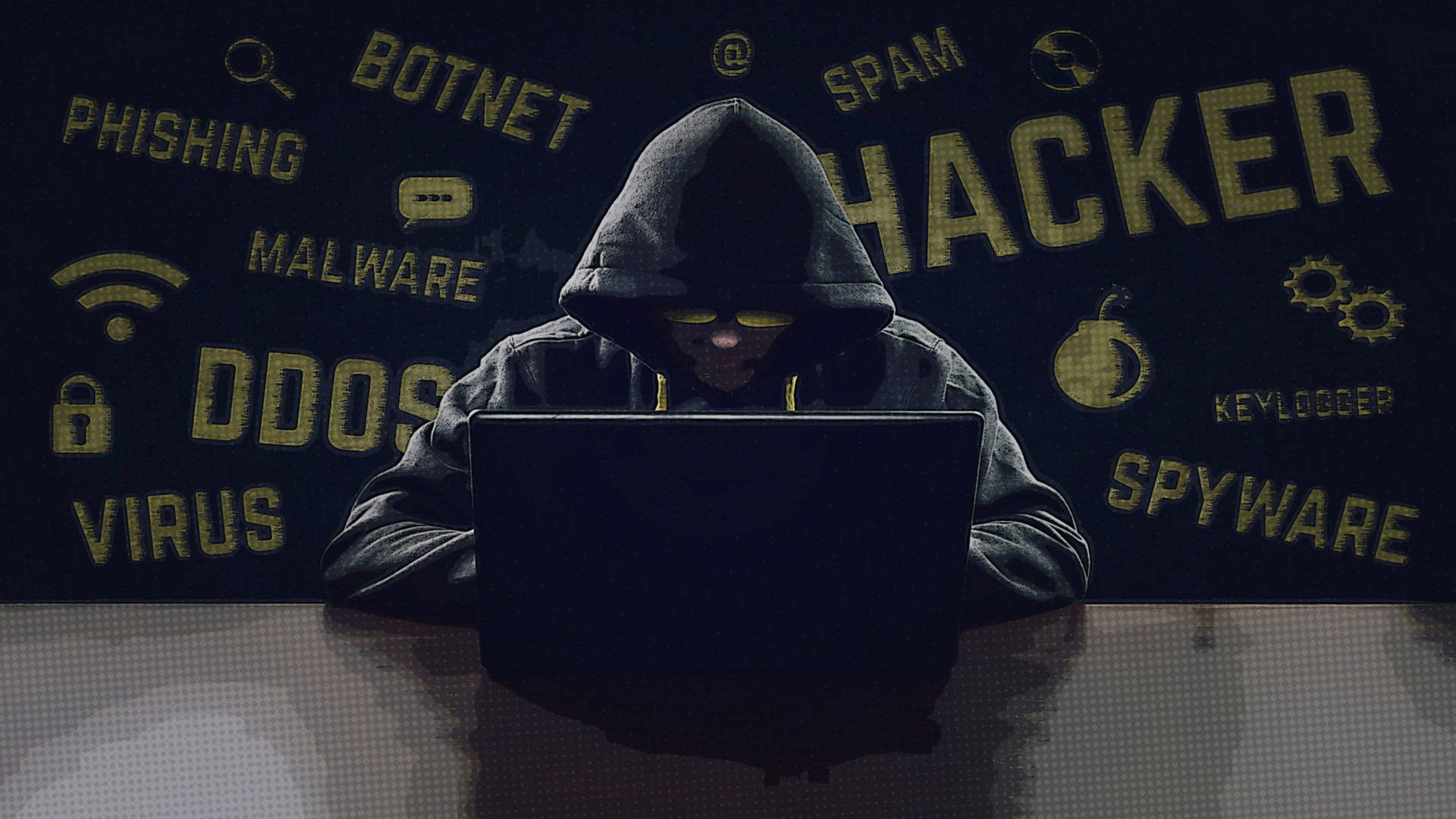 4k Laptop Hooded Hacker Man Background